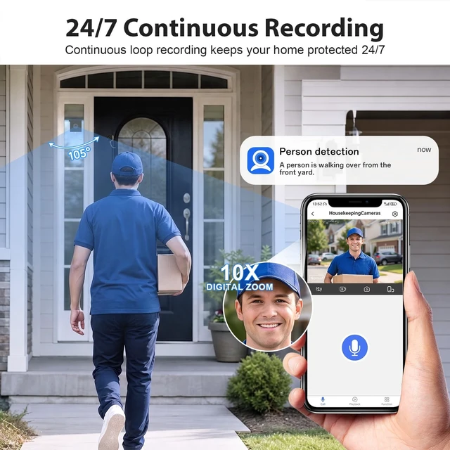 Alt view image 5 of 5 - Noahlink 3MP 2K Window Camera, 2.4/5GHz WiFi Indoor Window Cameras for Home Security, Full-Color Night Vision, AI Human/Vehicle/Pet Detection, Two-Way Audio, 24/7 Recording, Works with Alexa (1 Pack)