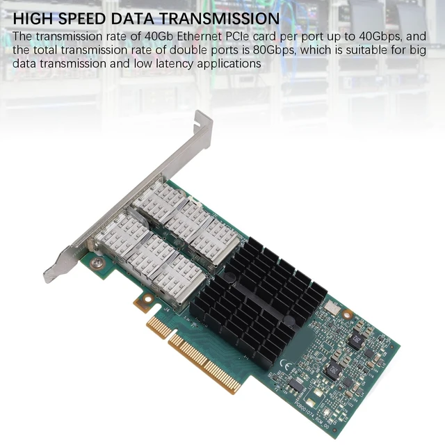 Alt view image 2 of 5 - GOWENIC 40GbE PCIe Network Card, 40Gbps Ethernet PCIe Card 40Gb Ethernet Adapter Dual Port 80Gbps Total with QSFP Ports for Data Centers Servers Workstations