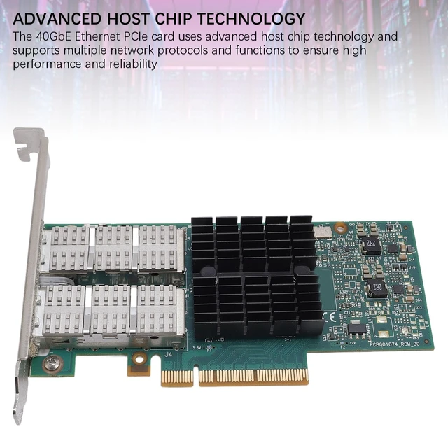 Alt view image 3 of 5 - GOWENIC 40GbE PCIe Network Card, 40Gbps Ethernet PCIe Card 40Gb Ethernet Adapter Dual Port 80Gbps Total with QSFP Ports for Data Centers Servers Workstations