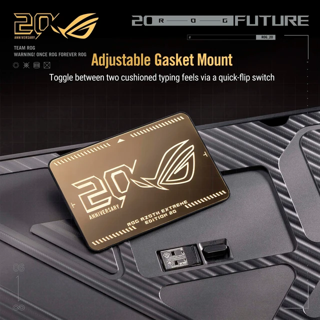 Alt view image 4 of 5 - ASUS ROG 20th Edition Azoth Extreme Wireless Mechanical Gaming Keyboard 75% TKL, ROG NX Snow V2 Linear Switch, Aluminum Chassis, Carbon Fiber, Color OLED Screen, 24K Gold-Plated