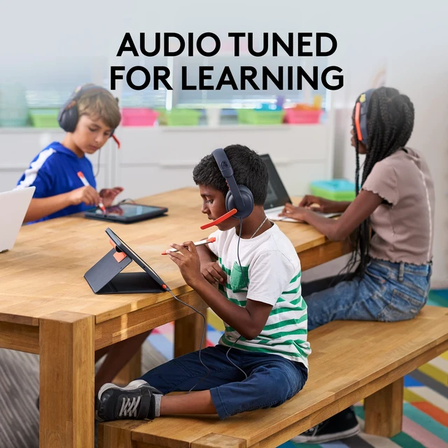 Alt view image 4 of 5 - Logitech Zone Learn Over-Ear Wired Headsets with 3.5mm AUX Cable