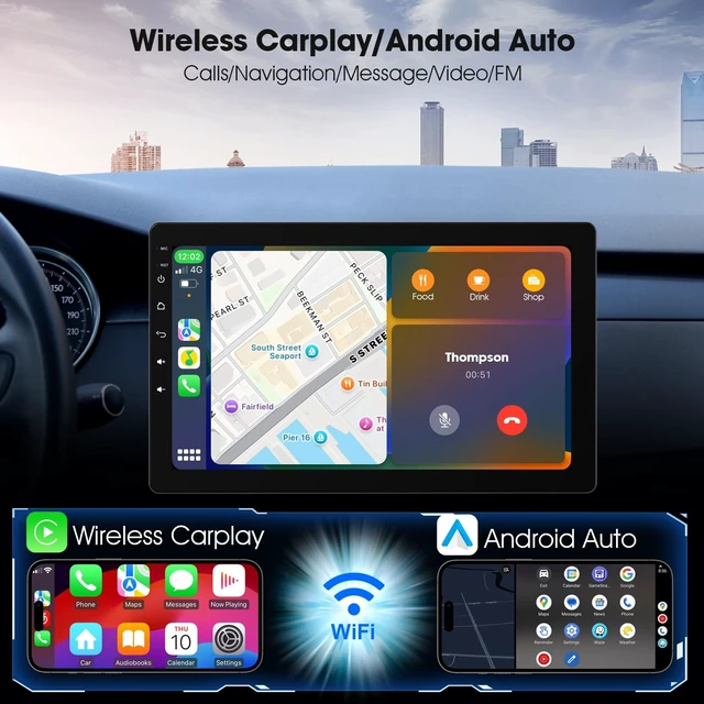 Alt view image 2 of 5 - Haudio 360 Rotable Car Radio, 10.1 Inch IPS Screen Car Play with Wireless Carplay & Android Auto, 1 Din Bluetooth Stereo with 140 Rear Camera, GPS, Mirror Link, Voice Control RDS/FM/AM Radio(2+