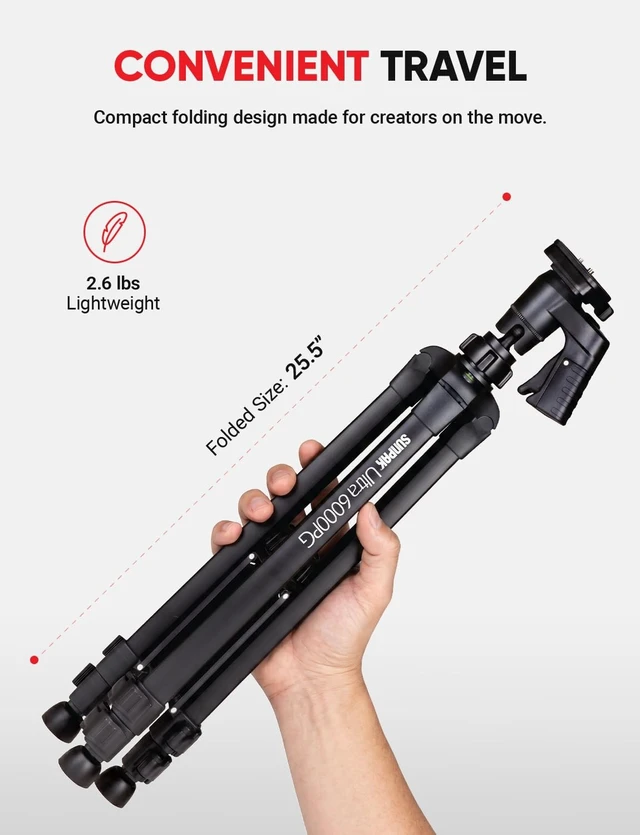 Alt view image 3 of 5 - Sunpak 61" Aluminum Video & Camera Tripod with Pistol Grip Ball Head Stand