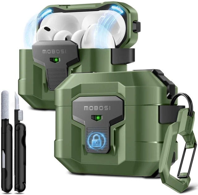 Main image of MOBOSI for AirPods Pro 3 Case 2025 with Drop-Proof Lock, Green