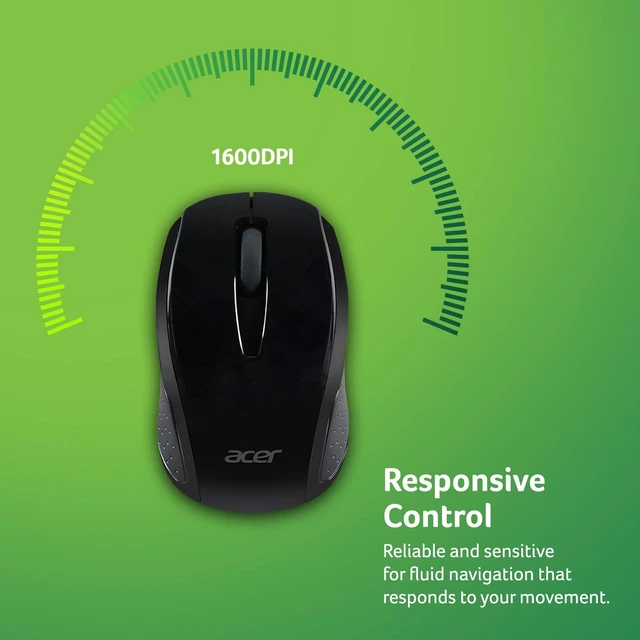 Alt view image 5 of 5 - acer RF Wireless Mouse (Black), Works with Chromebook, with USB Plug and Play for Right/Left Handed Users (for Chromebooks, Windows PC & Mac) ^^ Fully Covered in a Silver Ion Protected Body