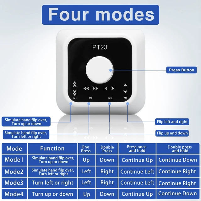 Alt view image 4 of 5 - Page Turner Pedal Bluetooth5.3 for Computer Phone Tablets WindowsOS XAndroid iOS, Type C Rechargeable Multimedia Remote Controller Key Switch (White)