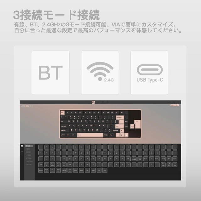 Alt view image 5 of 5 - KIBU WOBKEY Rainy75 75% Tri-Mode Mechanical Keyboard, CNC Aluminum Custom Wireless Keyboard, Hot Swappable, VIA Programmable, Violet Switch, BT/2.4G/Wired for Mac/Win(Lite Silver)