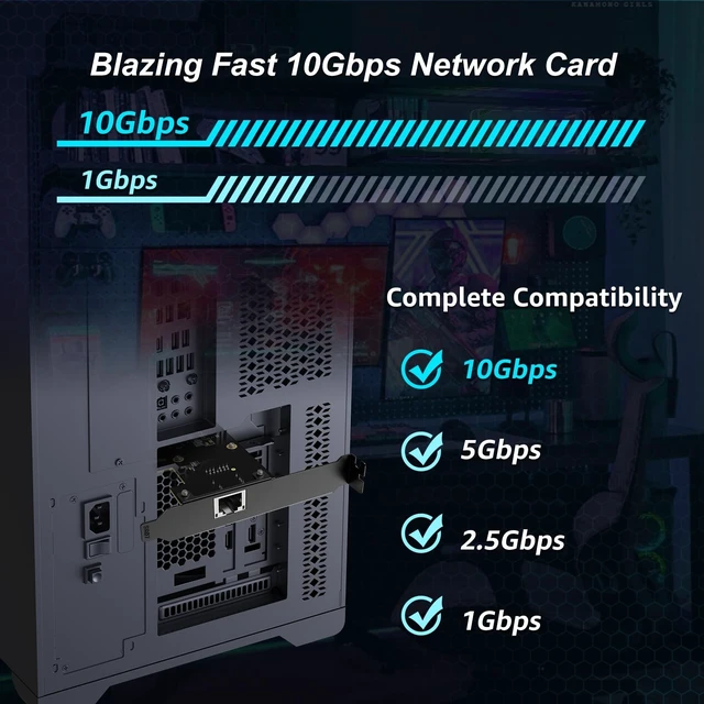 Alt view image 2 of 5 - 10G PCIe Network Card, YuanLey 10G Base-T Ethernet Card with Realtek RTL8127AT Conrtoller, PCIE to 10Gb RJ45 Ethernet Adapter NIC Compatible with PCI Express X1,X4,X8,X16, Support WOL