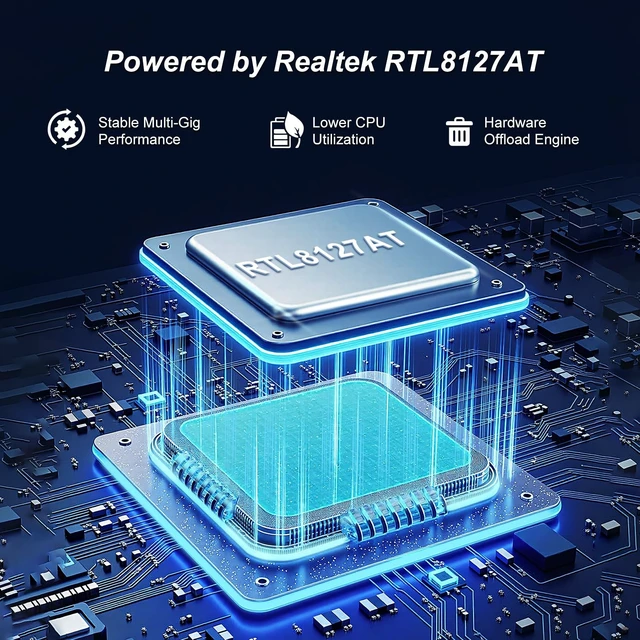 Alt view image 4 of 5 - 10G PCIe Network Card, YuanLey 10G Base-T Ethernet Card with Realtek RTL8127AT Conrtoller, PCIE to 10Gb RJ45 Ethernet Adapter NIC Compatible with PCI Express X1,X4,X8,X16, Support WOL