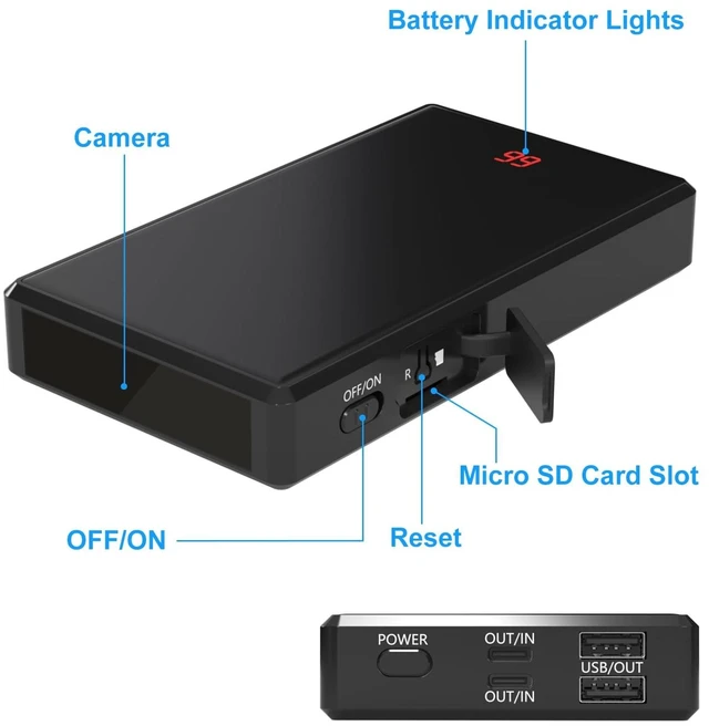 Alt view image 2 of 5 - DuboCam WiFi Hidden Camera Portable Charger - HD 1080P Wireless Nanny Cam for Home/Office Use - Night Vision