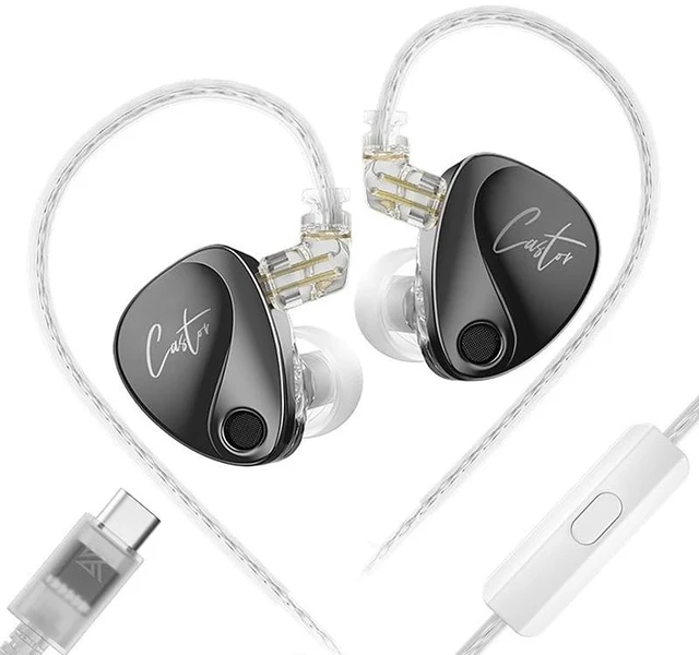 Main image of in Ear Monitor Headphones, KZ Castor Improved Bass Wired Earbuds USB-C, Sound Tunable Noise Isolating IEMs, Dual DD Detachable Cable in Ears for Singers Musicians