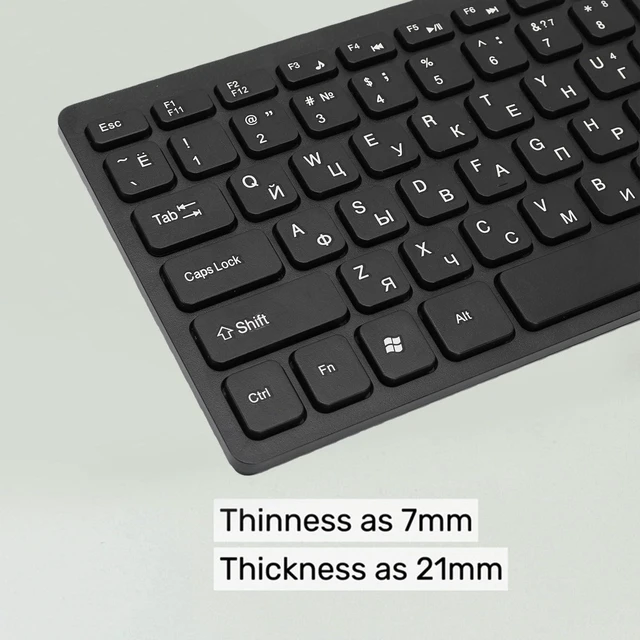 Alt view image 2 of 5 - Tangxi Wireless Keyboard and Mouse Combo, Ultra Slim Keyboard Mouse Set, 78 Russian Keys Layout, Ergonomic and Silent, 2.4G USB Receiver, for Laptop, PC