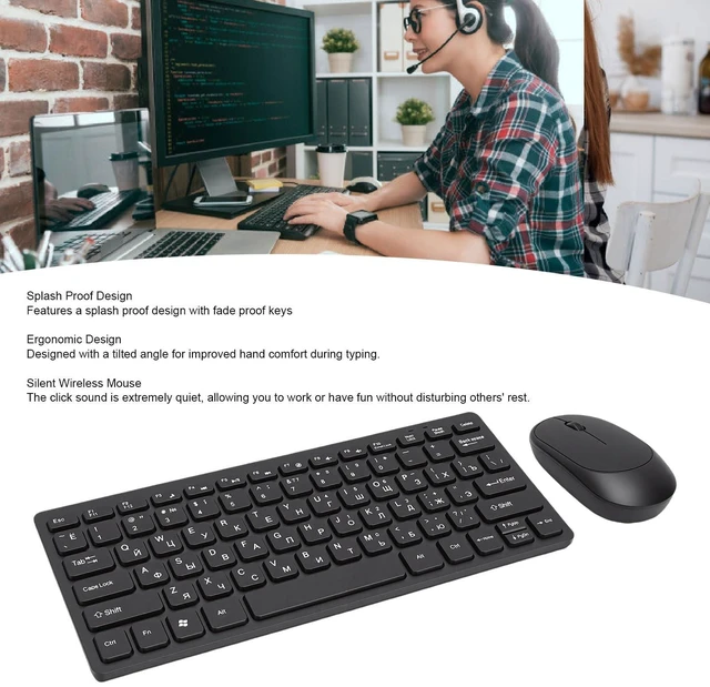 Alt view image 5 of 5 - Tangxi Wireless Keyboard and Mouse Combo, Ultra Slim Keyboard Mouse Set, 78 Russian Keys Layout, Ergonomic and Silent, 2.4G USB Receiver, for Laptop, PC