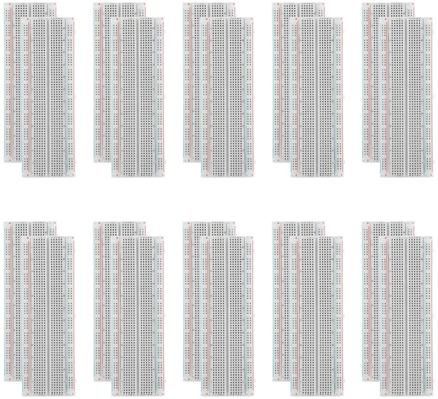 Main image of ZUQIAN 20 Pack Breadboard 830 Point Solderless Prototype PCB Board Kit, Breadboards Protoboard MB-102 for Proto Shield Distribution Connecting Blocks, Arduino DIY Electronics Kit