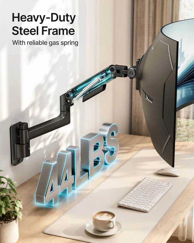 Alt view image 3 of 5 - PEGZONE Single Monitor Wall Mount for 17-49 Inch Curved Ultrawide Screens