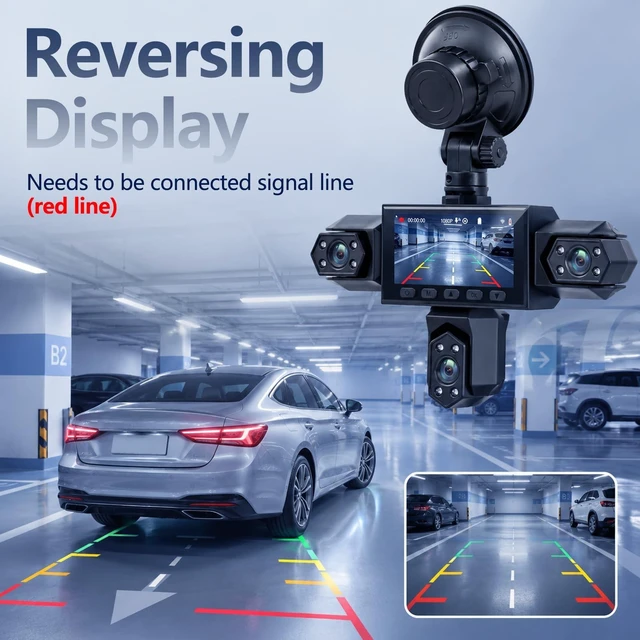 Alt view image 5 of 5 - 5 Channel Dash Cam 360View, Volxcereo 1080P Dash Camera for Cars