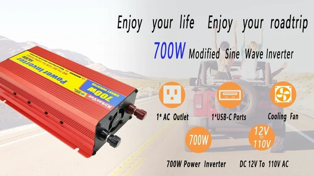 Alt view image 2 of 4 - 700W Power Inverter DC 12V to 110V/120V AC Car Converter