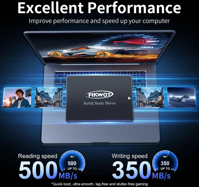 Alt view image 3 of 5 - Fikwot FS810 1TB SSD, 2.5" SSD SATA III 6Gb/s, Solid State Drives, Up to 560MB/s, 3D NAND TLC Flash, Internal SSD for Desktops and Laptops(Black)