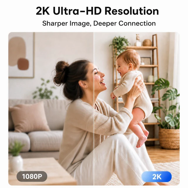 Alt view image 4 of 5 - Cluzine 2K Indoor Cameras for Home Security, Baby Monitor, Motion Detection