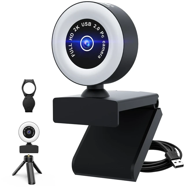 Main image of KYFZX USB HD 4K Video Webcamwith Ring Ligh and Microphoneand Rotatable Tripod& Privacy Cover for PC, Fast AutoFocuswith Auto White Balance for Video Calls, Live Streaming Gaming & Online Meetings