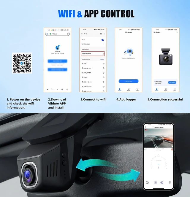 Alt view image 3 of 5 - 4K Dual Dash Cam Front and Rear, 4K+1080P Hidden Install Dash Camera