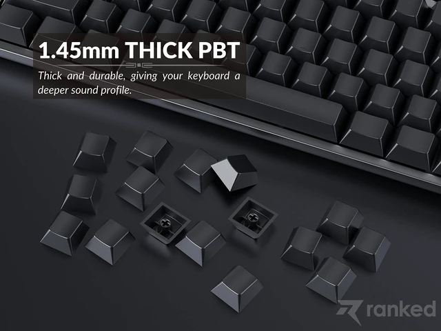 Alt view image 4 of 5 - Ranked Blank Premium Keycap Set ^^ 1.4 mm Thick PBT ^^ Cherry Profile for Mechanical Keyboard (Black, 139 Keys)