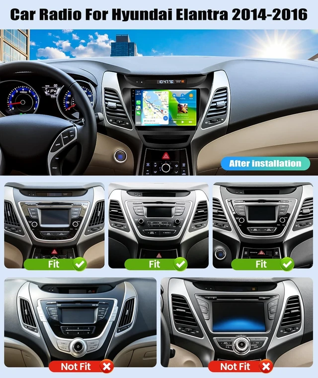 Alt view image 2 of 5 - Car Stereo for Hyundai Elantra 2014-20169-inch IPS Touch Screen with Wireless/Wired CarPlay & Android Auto, Mirror Link, Bluetooth, DSP, SWC, FM/RDS Radio, Backup Camera