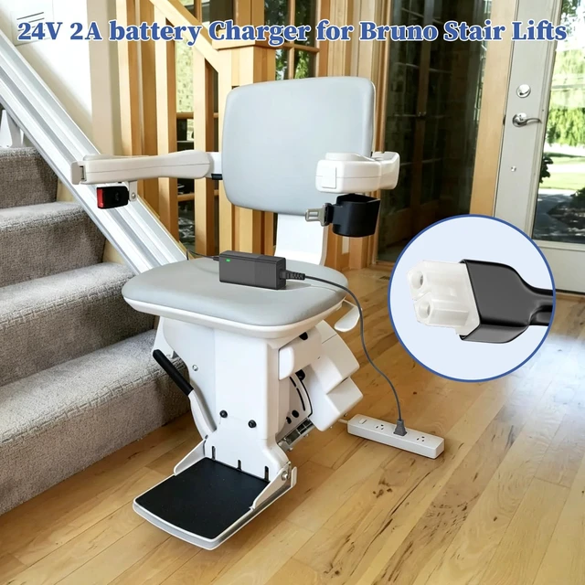 Alt view image 3 of 5 - 24V Stairlift Charger for Bruno Stair Lifts 2402 2402N 24018 Power Cord