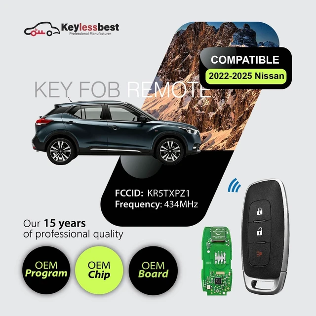 Alt view image 2 of 5 - 2 Keylessbest Replacement for 2023 2024 2025 Nissan Kicks Rogue Pathfinder Ariya Key Fob Remote Control KR5TXPZ1 3 Buttons 433MHz,Black