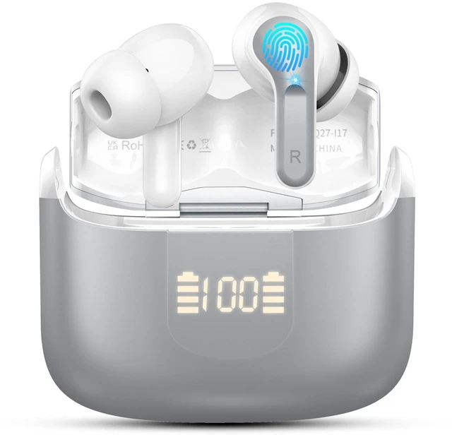 Main image of Wireless Earbud Bluetooth 5.4 Headphones, Hi-Fi Stereo Ear Buds with 4 ENC Cancelling Mics, 40H in-Ear Earphones IP7 Waterproof Sports, LED Display, Mini Headset for Laptop Pad TV Android/iOS,