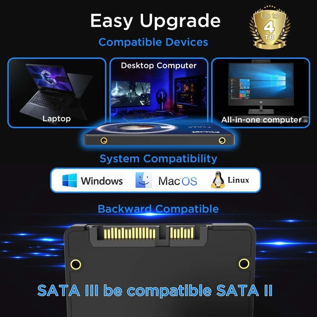 Alt view image 5 of 5 - Fikwot FX815 240GB SSD, 2.5" SATA SSD, Internal Solid State Drive, Up to 560MB/s, 3D NAND SLC Cashe, Compatible with Laptop & PC Desktop