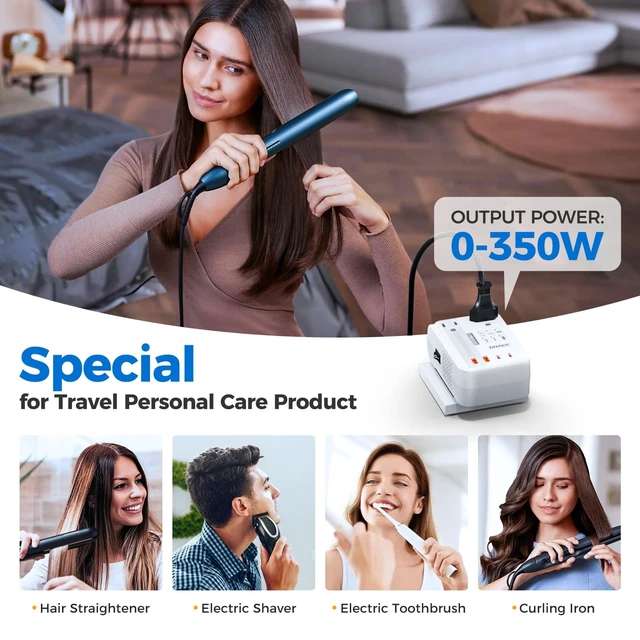 Alt view image 2 of 5 - DOACE Voltage Converter US to Europe for Hair Straightener Curler CPAP