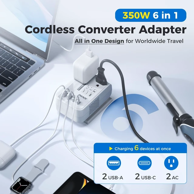 Alt view image 4 of 5 - DOACE Voltage Converter US to Europe for Hair Straightener Curler CPAP