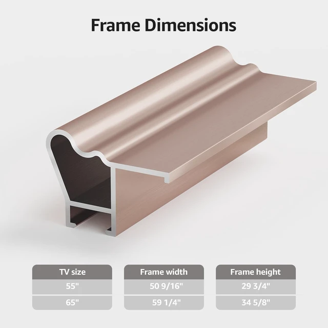 Alt view image 4 of 5 - VueFrame TV Frames 55" Deco Only for Samsung The Frame TV and Pro TVs (Fits 2021-2026, LS03A, LS03B, LS03C, LS03D, LS03FA, LS03FW, LS03HE, LS03HW), Alloy Bezel Modern & Minimalist Styles, Easy I