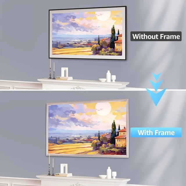 Alt view image 5 of 5 - VueFrame TV Frames 55" Deco Only for Samsung The Frame TV and Pro TVs (Fits 2021-2026, LS03A, LS03B, LS03C, LS03D, LS03FA, LS03FW, LS03HE, LS03HW), Alloy Bezel Modern & Minimalist Styles, Easy I