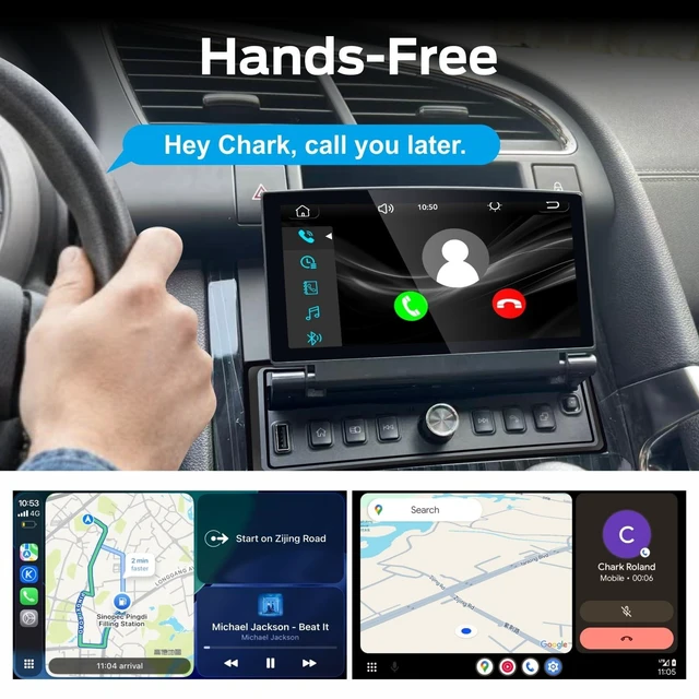 Alt view image 3 of 5 - Single DIN Car Stereo with Flip Out Screen Wireless CarPlay Android Auto, Flip up Touch Screen car Radio with OEM Level Sound Quality Bluetooth AM FM
