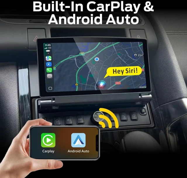 Alt view image 2 of 5 - Single DIN Car Stereo with Flip Out Screen Wireless CarPlay Android Auto, Flip up Touch Screen car Radio with OEM Level Sound Quality Bluetooth AM FM