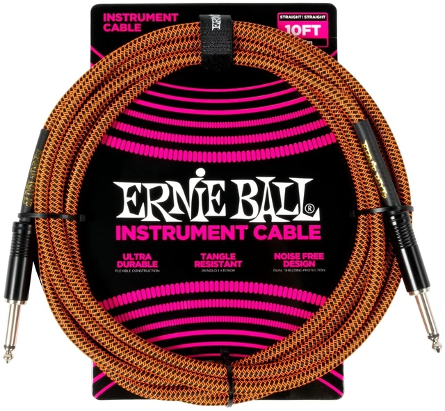 Main image of Ernie Ball Braided Instrument Cable Straight/Straight 10ft - Pumpkin Pie