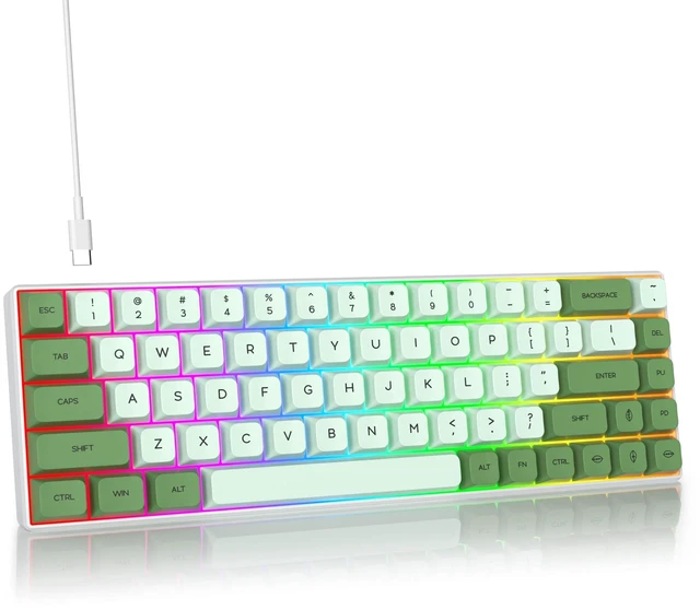 Main image of surmen 60% Mechanical Gaming Keyboard,RGB Compact Wired Keyboard 60 Percent Backlight Anti-ghosting for Windows Laptop PC Mac 68 Matcha