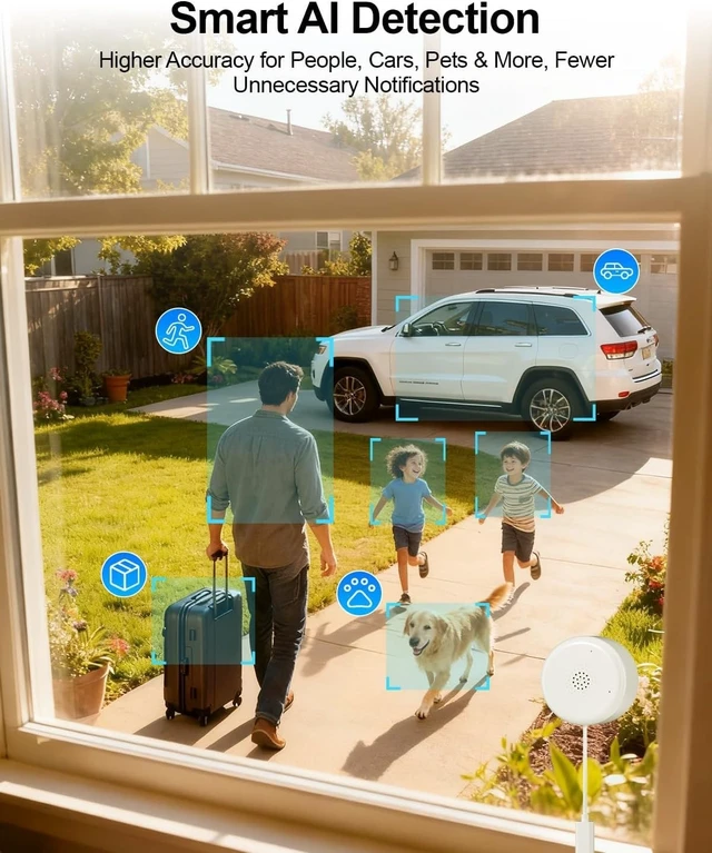 Alt view image 3 of 5 - 2K No-Drill Window Security Cameras, 4Packs Magnetic Cameras for Home Security, 5G&2.4G WiFi Indoor Angled Window Cam Stick on Glass, Full Color Night Vision, 24/7 AI Human Detection for RV, Apartment