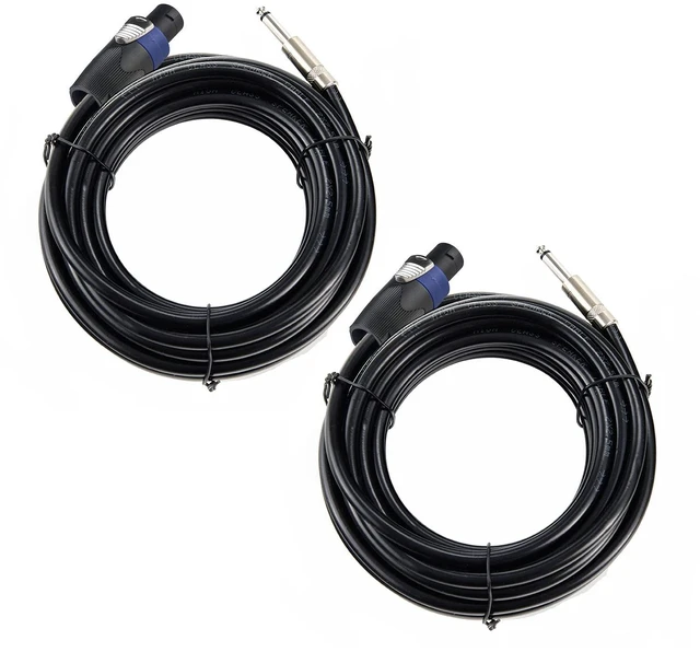 Main image of 2PCS 100 Feet 12AWG SpeakON to 1/4 Male Speaker Cables Stereo Audio Cords