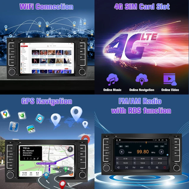 Alt view image 5 of 5 - Radio for Touareg: 64G Double Din Car Stereo with Bluetooth AM FM Apple Carplay for VW Touareg 2004-2011, 7" Aftermarket Touch Screen Android System Head Unit Car Play with Backup Camera AMFM