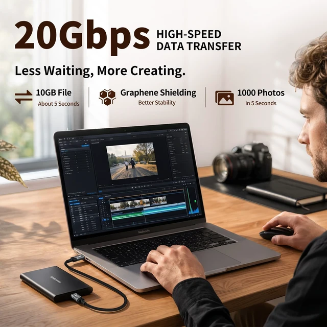 Alt view image 5 of 5 - USB C Monitor Cable 6.6FT, 4K@144Hz 2K@500Hz Display, with Reusable Strap