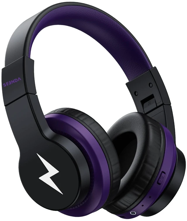 Main image of seenda JCH-01 Kids Bluetooth Headphones, 85/94dB, 3 RGB Modes,Black&Purple