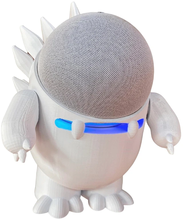 Main image of Splin Table Stand Holder Compatible with Alexa Smart Speaker Echo Dot (4th and 5th gen.) and Apple HomePod Mini, Echosaurus Style (White)