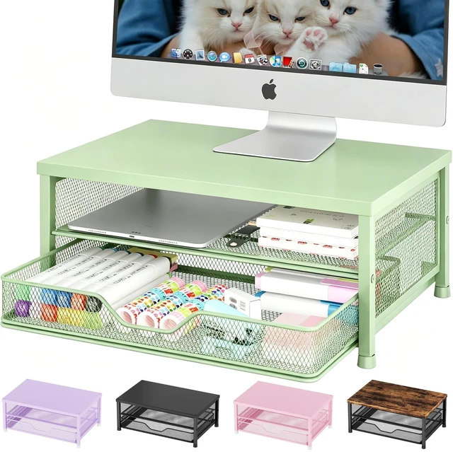 Main image of OPNICE Computer Monitor Stand Riser, Desk Organizer with Drawer, Printer & Laptop Stand, Office Desk Accessories & Workspace Desktop Organizers Storage for Office Supplies(Green)