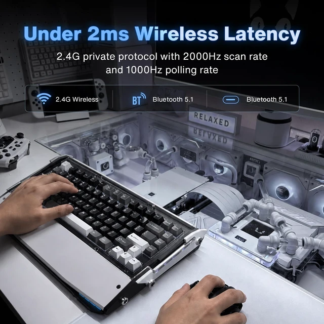 Alt view image 2 of 5 - Black Diamond 75 V2 Wireless Mechanical Gaming Keyboard 75% Keyboard White