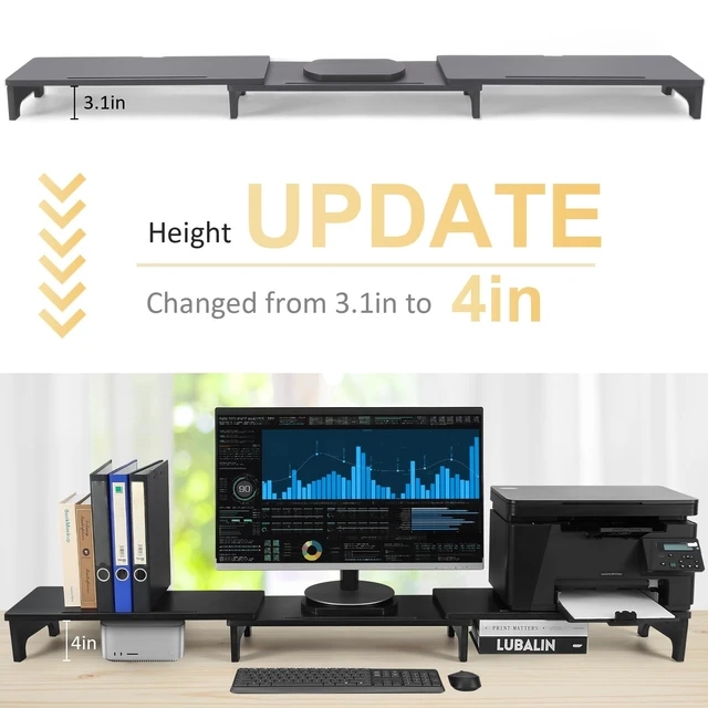 Alt view image 2 of 5 - Nnewvante Bamboo Monitor Stand Riser, 60 inch Upgrade Height Large TV Riser