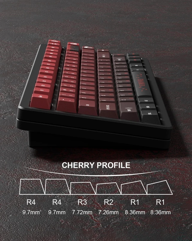 Alt view image 4 of 5 - Womier PBT Keycaps with 134 Keys, Cool Custom Keyboard Caps 60 75 65 100 Percent, Cherry Profile Dye Sublimation PBT Keycap Set for Full Size Mechanical Gaming Keyboard, Black Red Blood Theme