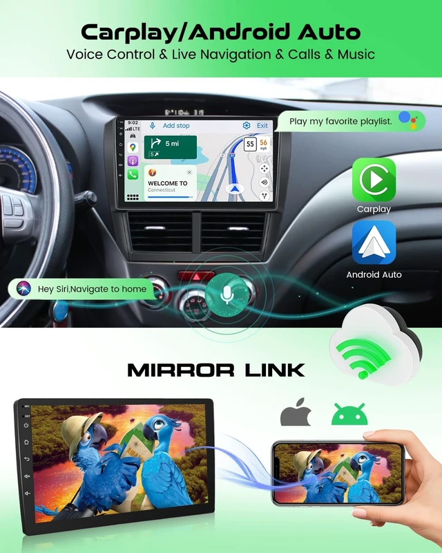 Alt view image 2 of 5 - 9'' Bluetooth 5.2 Car Stereo for Subaru Forester WRXSTI 08-12
